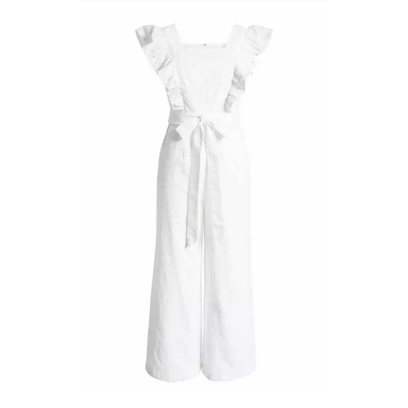 Rachel Parcell Ruffle Sleeve White Waist Tie Jumpsuit XXL - Picture 6 of 10